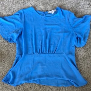 Loft Peplum top (blue, flowy, NEVER WORN)